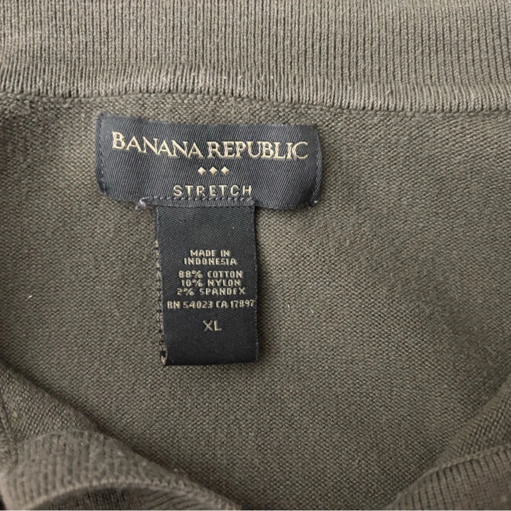 Banana Republic Polo Sweater XL Olive Green Short Sleeve Knit Cotton Blend